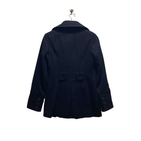 Moda International Peplum Wool Peacoat Black Size XS Y2K Vintage Minimalist Cozy - Picture 10 of 12